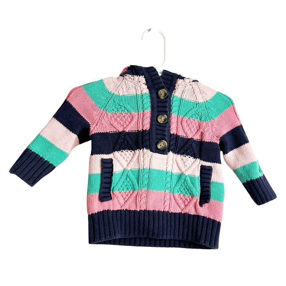 Baby‎ Girl Tommy Hilfiger cable knit hooded sweater size 6-9months